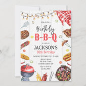 バーベキュー BBQ バックヤード 誕生日パーティー 招待状 (正面)