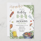 バーベキュー BBQ バックヤード 誕生日パーティー 招待状 (正面)