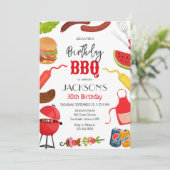 バーベキュー BBQ バックヤード 誕生日パーティー 招待状 (スタンド正面)