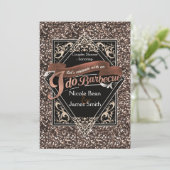 バーベキュー BBQ 偽のバラ グリッター婚約の誓い 招待状 (スタンド正面)