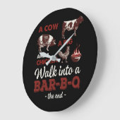 バーベキューBBQジョークGIftグリルマスターシェフ ラージ壁時計 (傾斜)