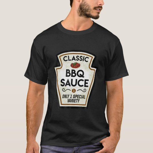 バーベキューBBQソースボトルラベルハロウィンマッチング Tシャツ (正面)