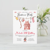 バーベキューBBQ誕生日レッドギンガム 招待状 (スタンド正面)