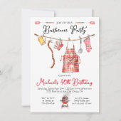 バーベキューBBQ誕生日レッドギンガム 招待状 (正面)