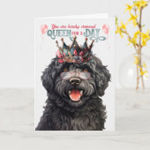 バーベットドッグクイーンフォーデイおもしろい誕生日 カード (黄色い花)