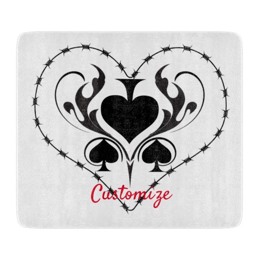 バーベットワイヤハートブラックスペードサンダー_コーブ カッティングボード (正面)