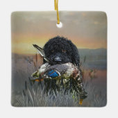 バーベッフランスのト、水犬 セラミックオーナメント (正面)