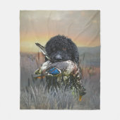 バーベッフランスのト、水犬 フリースブランケット (正面)