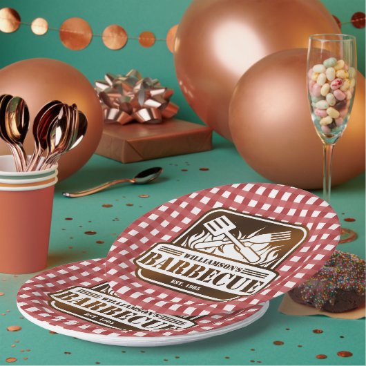 バーベパーソナライズされたキュー ペーパープレート (複数)