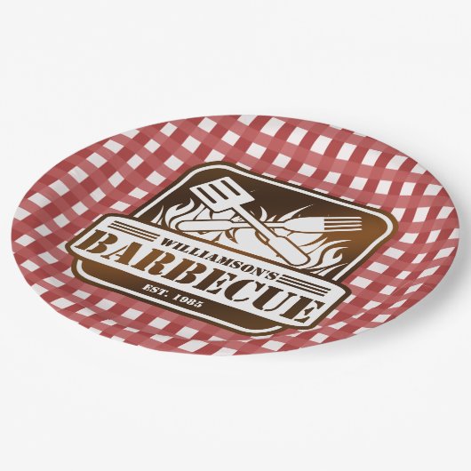 バーベパーソナライズされたキュー ペーパープレート (アングル)