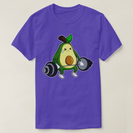 バーベルとのフィットネスでアボカド Tシャツ (デザイン正面)
