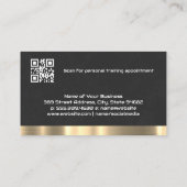 バーベルとウエイト |金ゴールド金属トリム 名刺 (裏面)