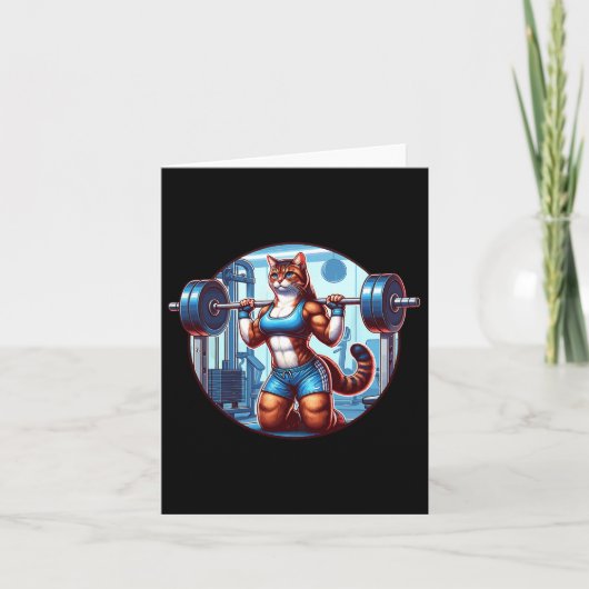 バーベルのパワーを持つジムの筋肉の女の子美しいBodybu カード (正面)