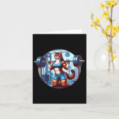 バーベルのパワーを持つジムの筋肉の女の子美しいBodybu カード (黄色い花)