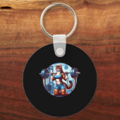 バーベルのパワーを持つジムの筋肉の女の子美しいBodybu キーホルダー (正面)