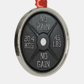 バーベルのプレート-苦痛無し利益無し メタルオーナメント (右)