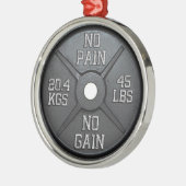 バーベルのプレート-苦痛無し利益無し メタルオーナメント (左)