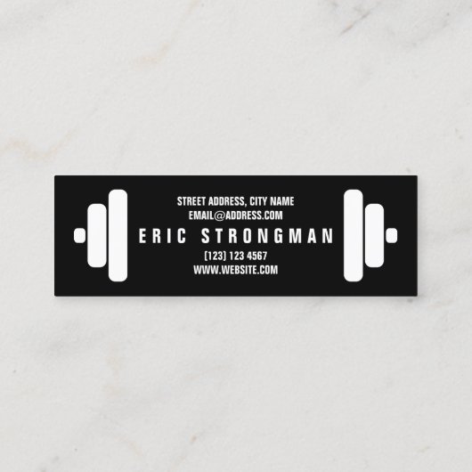 バーベルの一見の文字および重量のブレンド スキニー名刺 (裏面)