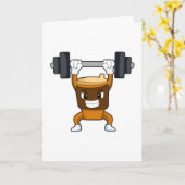 バーベルを使った筋力トレーニングとコーヒー カード (黄色い花)