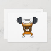 バーベルを使った筋力トレーニングのコーヒー ポストカード (正面/裏面)