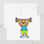 バーベルを持ったボディービルでクマ ポストカード (正面/裏面)