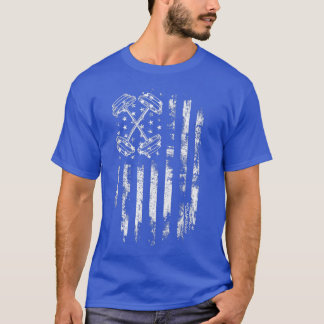 バーベルアメリカン国旗トレーニングジム Tシャツ
