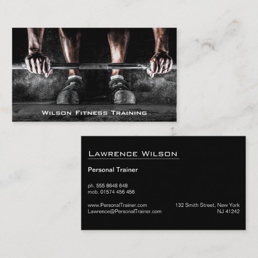 バーベルウェイトリフターフィットネスフォトビジネスカード 名刺 (正面/裏面)