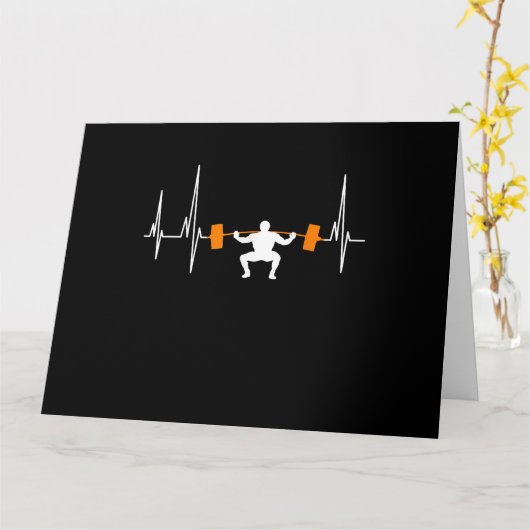 バーベルウェイトリフティングハートビートボディビル カッコいい カード (黄色い花)