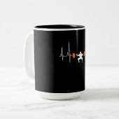 バーベルウェイトリフティングハートビートボディビル カッコいい ツートーンマグカップ (正面左)