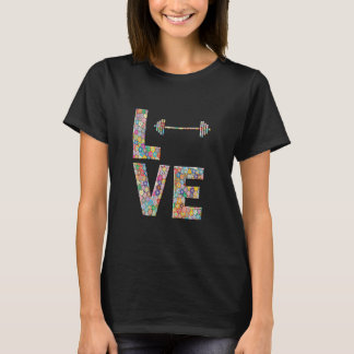 バーベルジムトレーニングラブフラワーズ Tシャツ