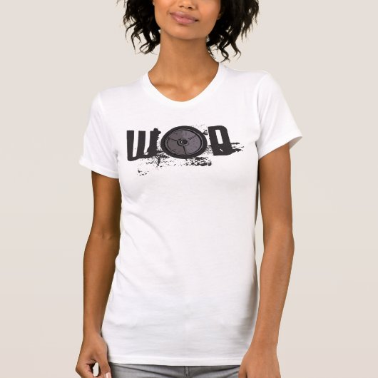 バーベル付きWODプレート – ライトシャツ Tシャツ (正面)