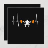 バーベル重量挙げハートビートボディビルカッコいい 招待状 (正面/裏面)