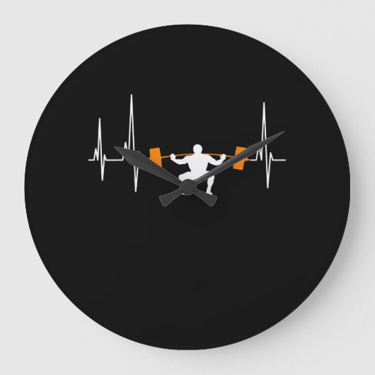 バーベル重量挙げハートビートボディビル ラージ壁時計 (正面)