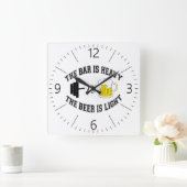 バーベルvsビール スクエア壁時計 (ホーム)