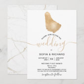 バーベーダトロピカルゴールドマップ ウェディングデスティネーション 招待状 (正面/裏面)