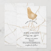 バーベードス ゴールドマップ ウェディング 招待状 (正面/裏面)