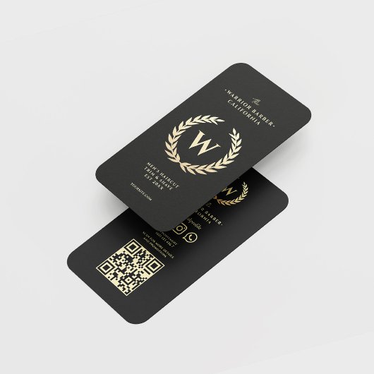 バーベーモダンショップモノグラムメンズヘアカットひげそりQR 名刺