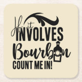 バーボンおもしろいドリンカーズパーティー スクエアペーパーコースター (正面)