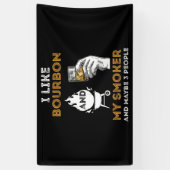 バーボンが好きな私のスモーカー　おそらく3人くらい　面白いBBQ 横断幕 (縦)