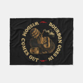 バーボンが知恵来を出すモンキーウイスキー(o) フリースブランケット (正面(横))