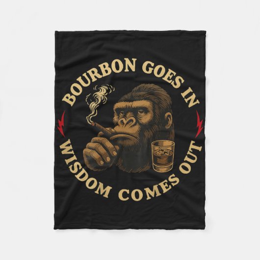 バーボンが知恵来を出すモンキーウイスキー(o) フリースブランケット (正面)