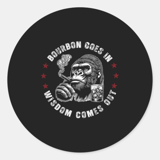 バーボンが知恵来を出すモンキーウイスキー(o) ラウンドシール (正面)