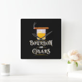 バーボンとシガー スクエア壁時計 (ホーム)
