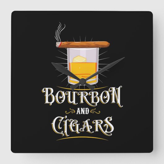 バーボンとシガー スクエア壁時計 (正面)