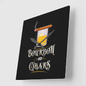 バーボンとシガー スクエア壁時計 (傾斜)