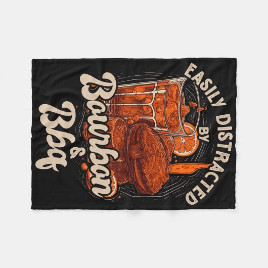 バーボンとバーベキューに気を取られる フリースブランケット (正面(横))