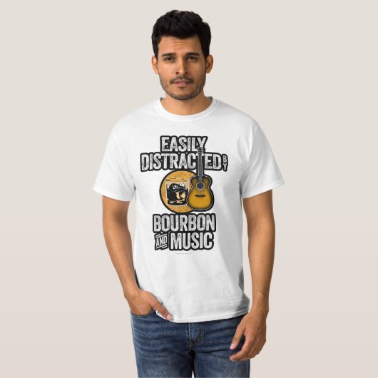 バーボンと音楽Tシャツに気を取られる Tシャツ (正面フル)
