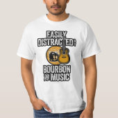 バーボンと音楽Tシャツに気を取られる Tシャツ (正面)