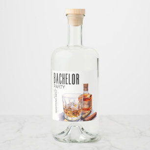 バーボンアンドシガーバチュラーパーティ リキュールボトルラベル