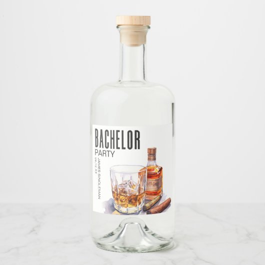 バーボンアンドシガーバチュラーパーティ リキュールボトルラベル (正面)